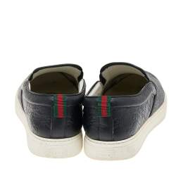 مملوكة مسبقًا Gucci Black Guccissima Leather Slip On Sneakers Size 44