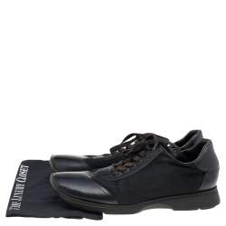 Pre Owned حذاء رياضي غوتشي منخفض من أعلى نايلون وجلد أسود مقاس 45.5