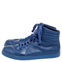 Gucci Blue Diamante Leather High Top Sneakers Size 44