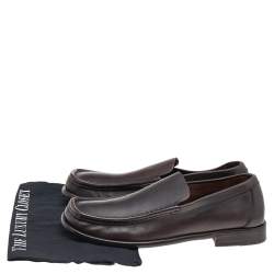 Gucci Dark Brown Leather Slip On Loafers Size 41.5