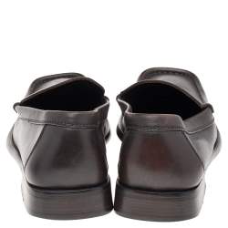 Gucci Dark Brown Leather Slip On Loafers Size 41.5
