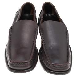 Gucci Dark Brown Leather Slip On Loafers Size 41.5