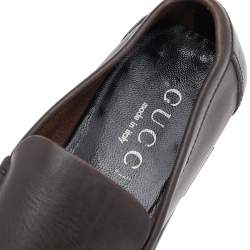 Gucci Dark Brown Leather Slip On Loafers Size 41.5