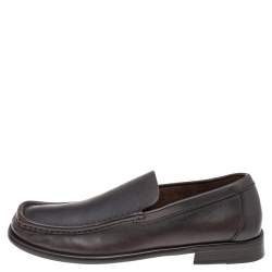 Gucci Dark Brown Leather Slip On Loafers Size 41.5