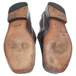 Gucci Dark Brown Leather Slip On Loafers Size 41.5