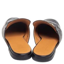 Pre Owned حذاء سلايد غوتشي برينس تاون هورسبيت جلد أسود مقاس 40.5