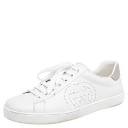 Gucci White Leather Interlocking G Ace Low Top Sneakers Size 39 Gucci