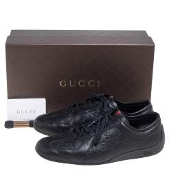 Gucci Black Guccissima Leather Low Top Sneakers Size 43.5