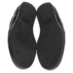 Pre Owned Gucci Black GG Canvas and Leather Slip-On Sneakers Size 44