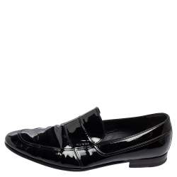 Pre Owned Gucci Black Patent Leather Slip-on Loafers Size 43