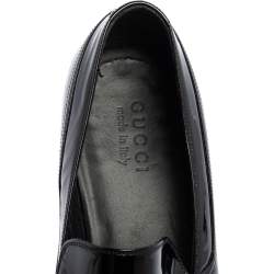 Pre Owned Gucci Black Patent Leather Slip-on Loafers Size 43
