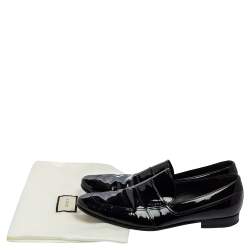 Pre Owned Gucci Black Patent Leather Slip-on Loafers Size 43