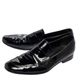 Pre Owned Gucci Black Patent Leather Slip-on Loafers Size 43