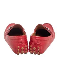 Gucci Red Leather Web Detail Horsebit Loafers Size 42
