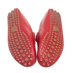 Gucci Red Leather Web Detail Horsebit Loafers Size 42