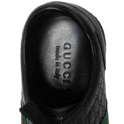 Pre Owned Gucci Black Microguccissima Leather Web Low Top Sneakers Size 43.5