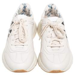 Gucci Mystic Cream Leather NY Yankees Rhyton Low-Top Sneakers Size 42