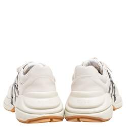 Gucci Mystic Cream Leather NY Yankees Rhyton Low-Top Sneakers Size 42