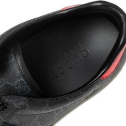 Pre Owned حذاء رياضي غوتشي ايس كانفاس جي جي سوبريم أسود مزين ويب منخفض من أعلى مقاس 42