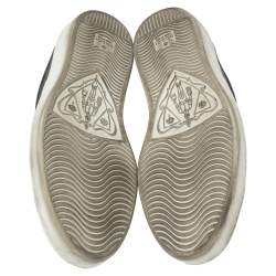 Pre Owned حذاء رياضي غوتشي ايس كانفاس جي جي سوبريم أسود مزين ويب منخفض من أعلى مقاس 42