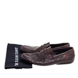 Gucci Brown Guccissima Leather Penny Loafers Size 44