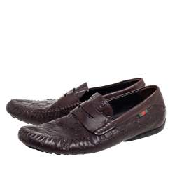 Gucci Brown Guccissima Leather Penny Loafers Size 44