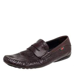 Gucci Brown Guccissima Leather Penny Loafers Size 44