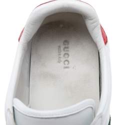 Gucci White Leather Ace Web Low Top Sneakers Size 42.5