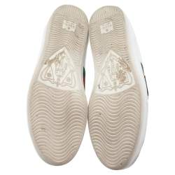 Gucci White Leather Ace Web Low Top Sneakers Size 42.5