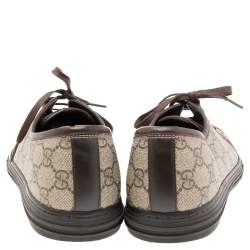 Gucci Brown GG Canvas and Leather Low-Top Sneakers Size 44