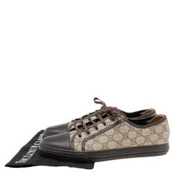 Gucci Brown GG Canvas and Leather Low-Top Sneakers Size 44
