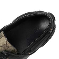 Gucci Beige/Dark Brown Coated Canvas and Leather Toggle Cord Loafers Size 41
