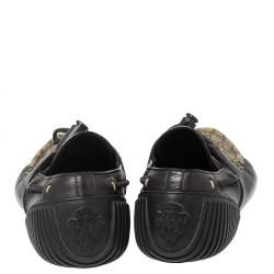 Gucci Beige/Dark Brown Coated Canvas and Leather Toggle Cord Loafers Size 41