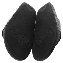 Gucci Black Guccissima Leather Flat Slides Size 41 