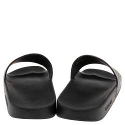 Gucci Black Guccissima Leather Flat Slides Size 41 