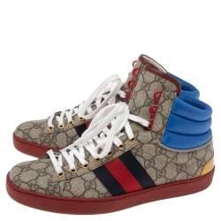 Gucci Multicolor GG Canvas, Nylon and Leather Ace High-Top-Sneakers Size 40