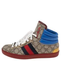 Gucci Multicolor GG Canvas, Nylon and Leather Ace High-Top-Sneakers Size 40