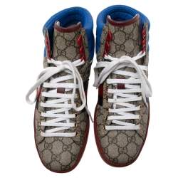 Gucci Multicolor GG Canvas, Nylon and Leather Ace High-Top-Sneakers Size 40