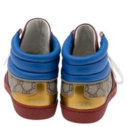 Gucci Multicolor GG Canvas, Nylon and Leather Ace High-Top-Sneakers Size 40
