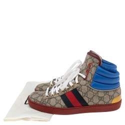 Gucci Multicolor GG Canvas, Nylon and Leather Ace High-Top-Sneakers Size 40