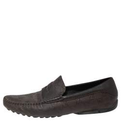 Pre Owned Gucci Brown Guccissima Leather Penny Loafers Size 42.5