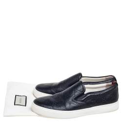Pre Owned Gucci Black Guccissima Leather Slip On Sneakers Size 42.5