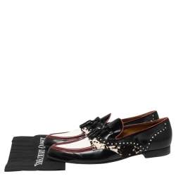 Gucci Multicolor Leather and Printed Calf Hair Trim Tassel Detail Slip-on Loafers Size 43
