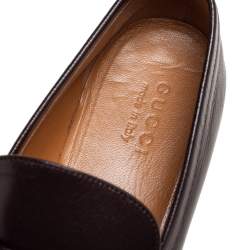Gucci Dark Brown Leather GG Web Loafers Size 43.5