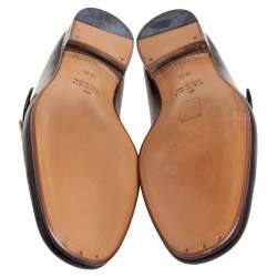 Gucci Dark Brown Leather GG Web Loafers Size 43.5