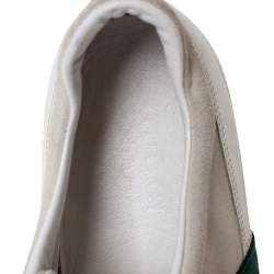 Gucci White/Grey Leather And Suede Web Detail Lace Up Sneakers Size 41