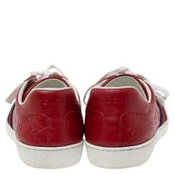 Gucci Red Guccissima Leather Ace Low Top Sneakers Size 43.5  