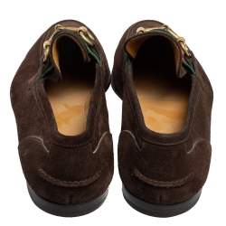 Gucci Dark Brown Suede Horsebit Web Loafers Size 41.5