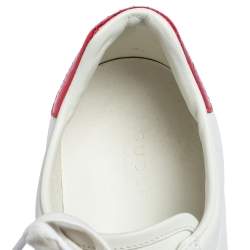 Pre Owned Gucci White Leather Web Embroidered Ace Sneakers Size 40