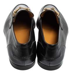 Pre Owned حقيبة لوفرز غوتشي جوردان جلد أسود مزين هورسبيت مقاس 42